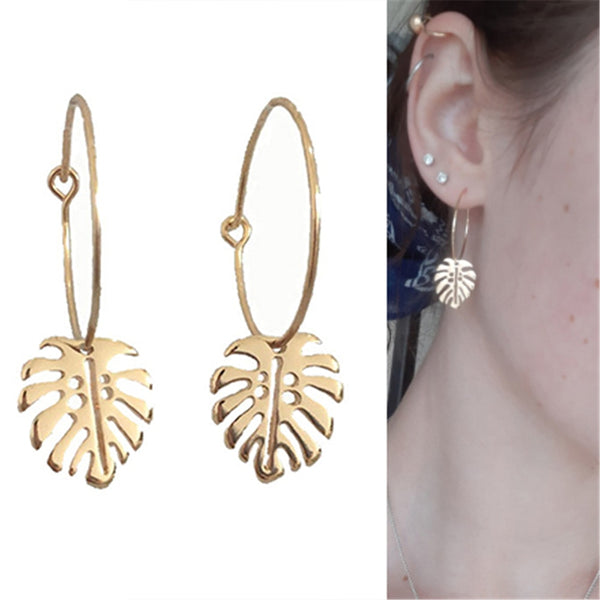Pendientes de hoja vintage para mujer