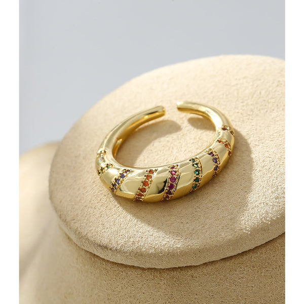 Anillo de apertura con circonita cúbica multicolor para mujer