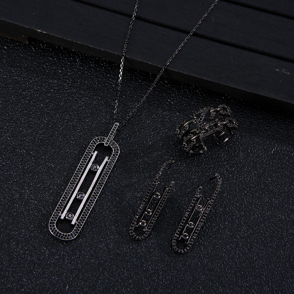 Luxury Geometry Link Stackable Pendant Necklace Earring ring set