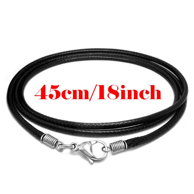 Black Leather Chain Necklace for Women Men Handmade Braid Rope Long Necklace
