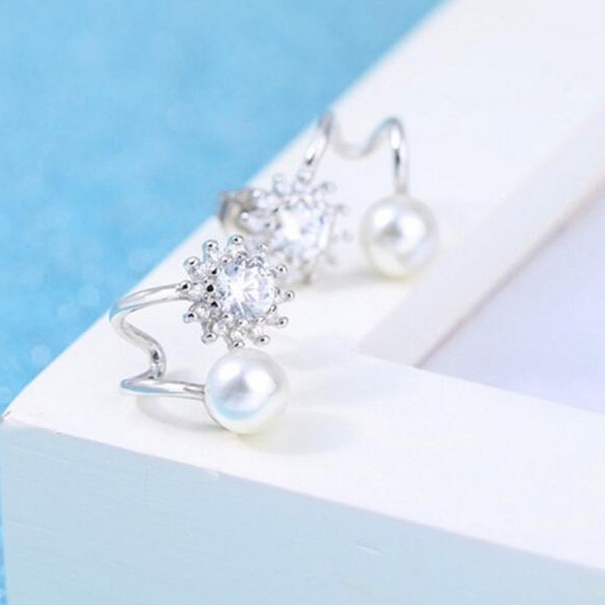 925 sterling silver  fashion jewelry simple temperament hexagram star earrings