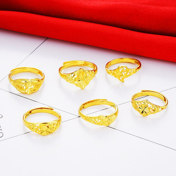 Simple Wave Rings for Women 24K Gold Color Pure copper hypoallergenic ring