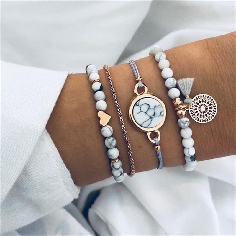 Bohemia Heart Tassel Beaded Bracelet for Women