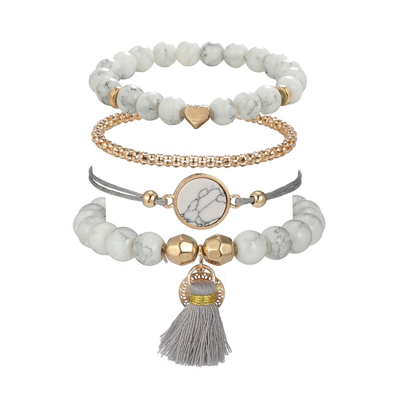 Bohemia Heart Tassel Beaded Bracelet for Women
