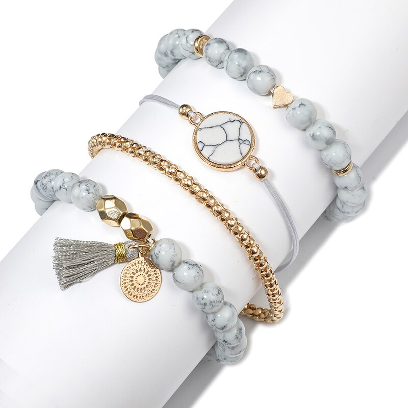 Bohemia Heart Tassel Beaded Bracelet for Women