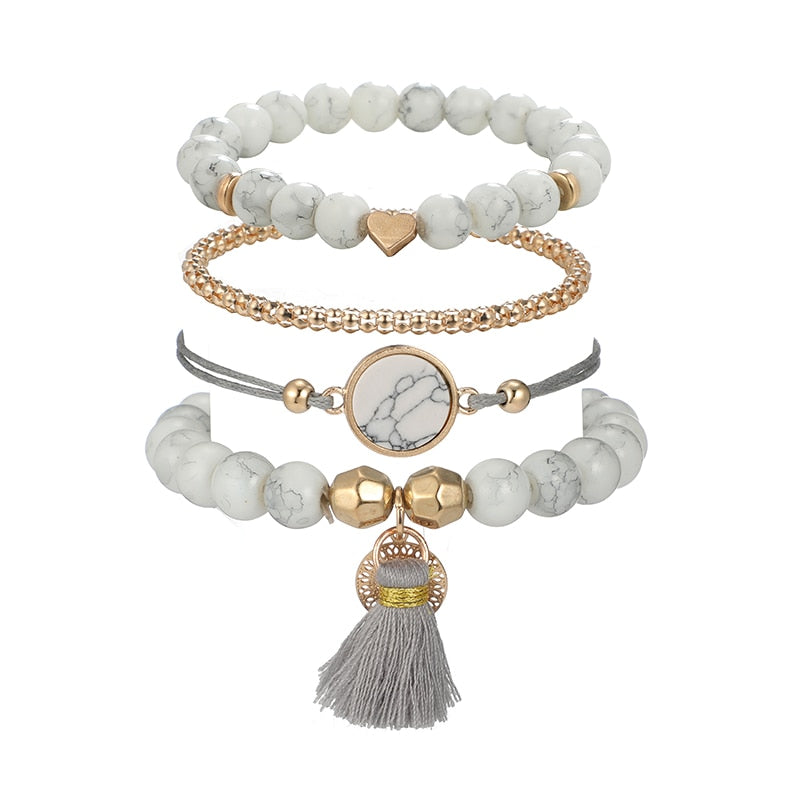 Bohemia Heart Tassel Beaded Bracelet for Women
