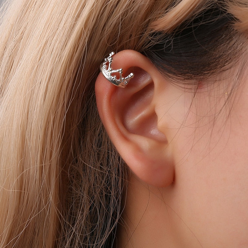 Double U-shaped Ear Crystal Clip Earrings