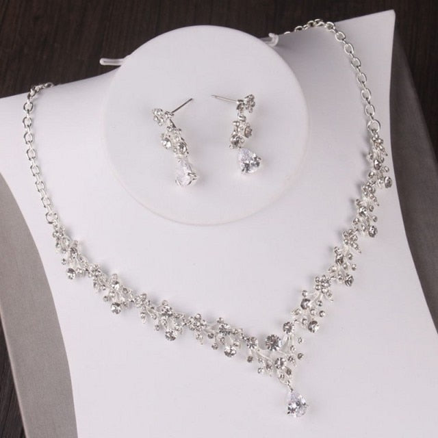 Baroque Luxury Rhinestone Floral Crystal Bridal Jewelry Sets