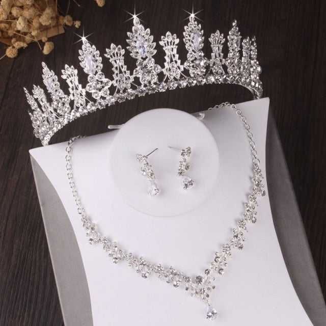 Baroque Luxury Rhinestone Floral Crystal Bridal Jewelry Sets