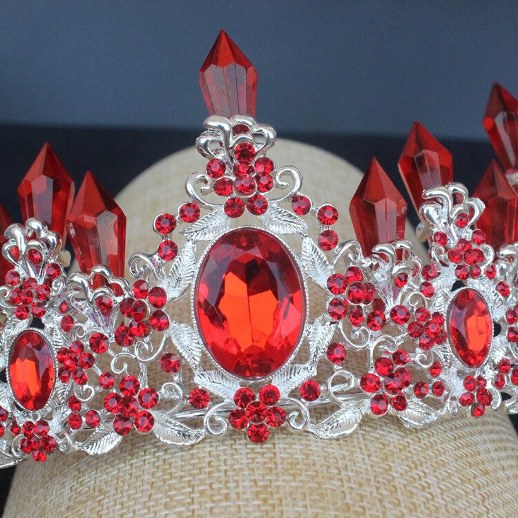 Luxury Silver Plated Red Crystal Flowers Bridal Jewelry Sets