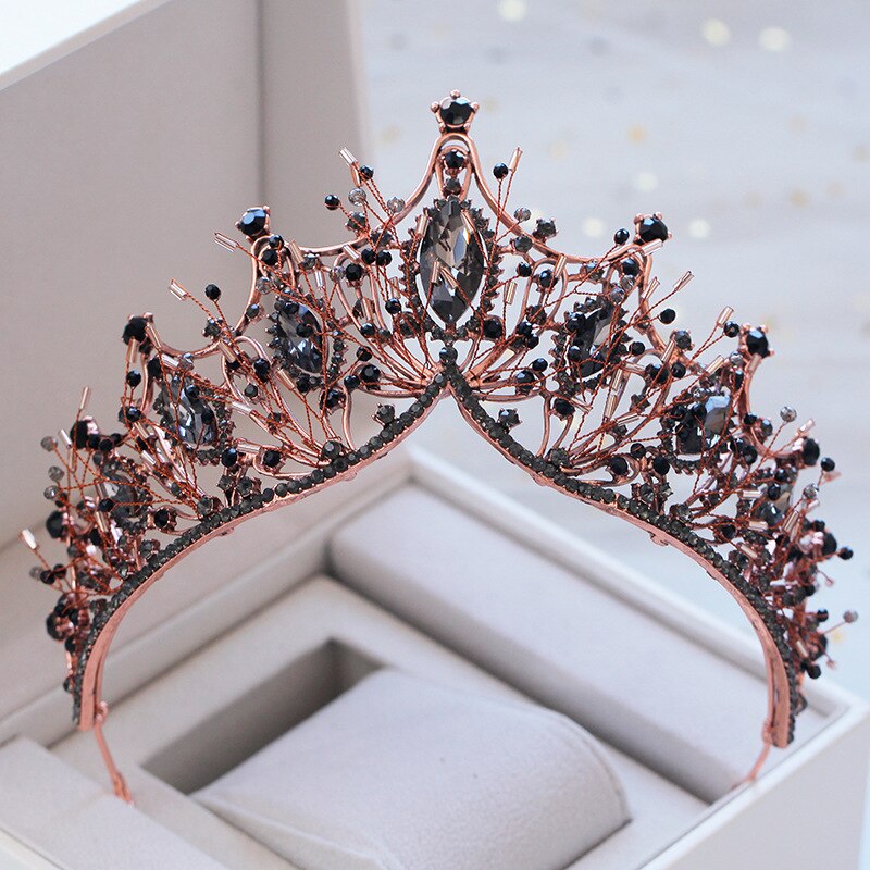 Baroque Vintage Rhinestone Black Crystal Bridal Jewelry Sets