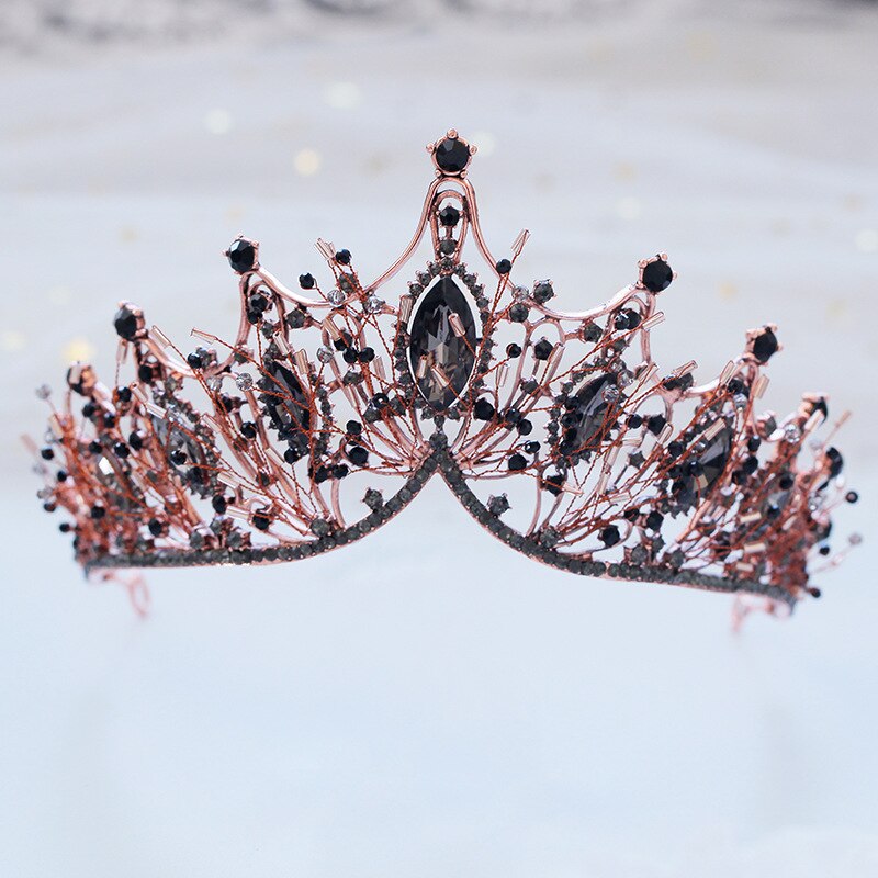 Baroque Vintage Rhinestone Black Crystal Bridal Jewelry Sets