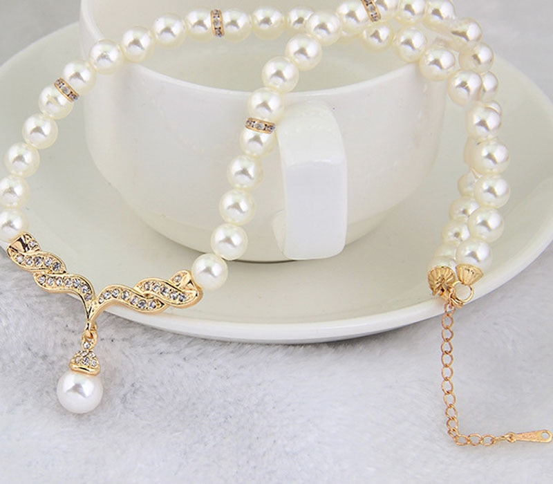 Creative Gold Color Necklace +  Earrings Wedding Jewelry Set