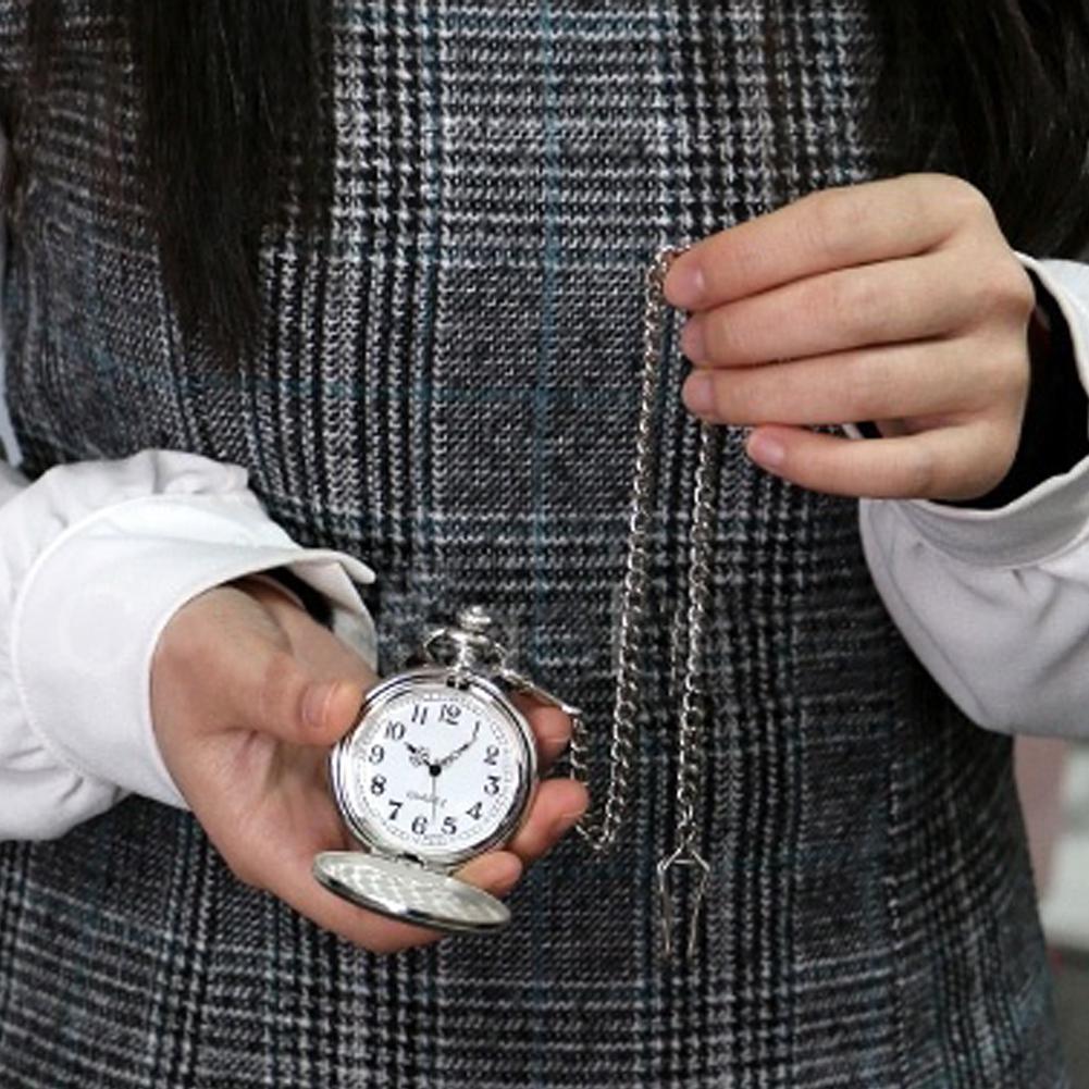 Vintage Men Steampunk Clock Smooth Surface Pendant Chain Classic Pocket Watch