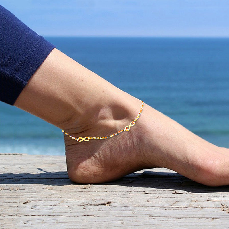 Infinity Ankle Bracelet Bohemia Gold Stainless Steel Chain