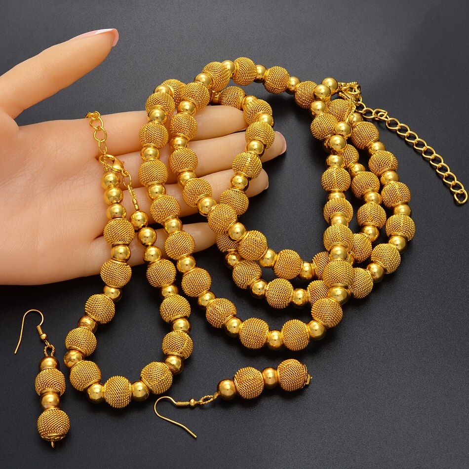 Fashion Gold Color Ball Earring Jewelry Party sets