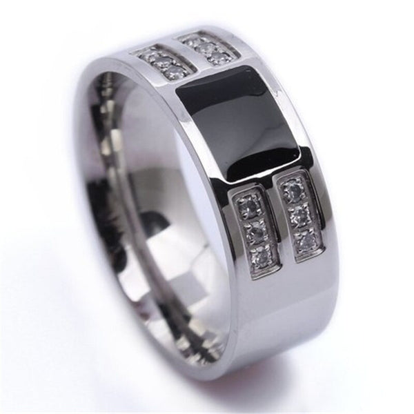 Anillo de moda para hombre con circonitas blancas y diamantes de imitación