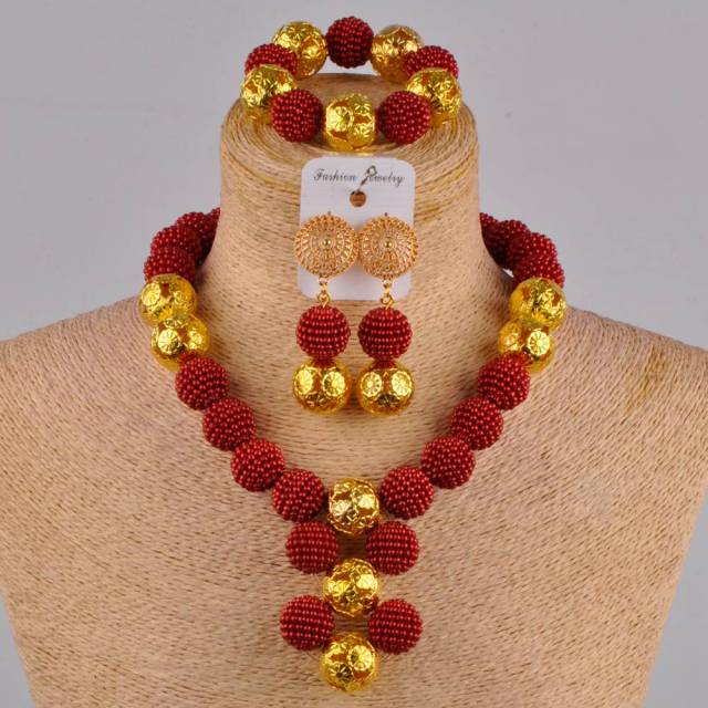 fuchsia pink costume necklace african jewelry set