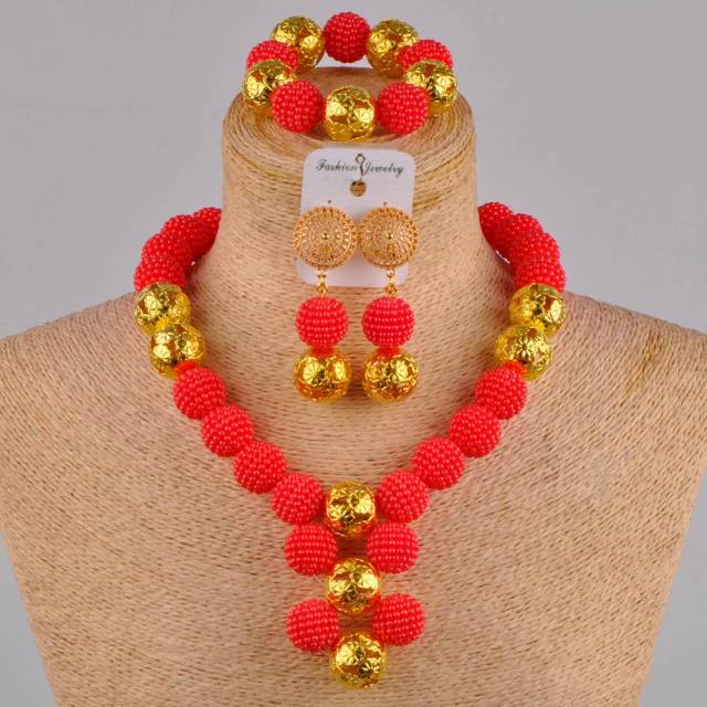 fuchsia pink costume necklace african jewelry set