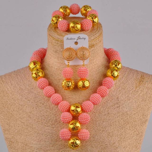 fuchsia pink costume necklace african jewelry set