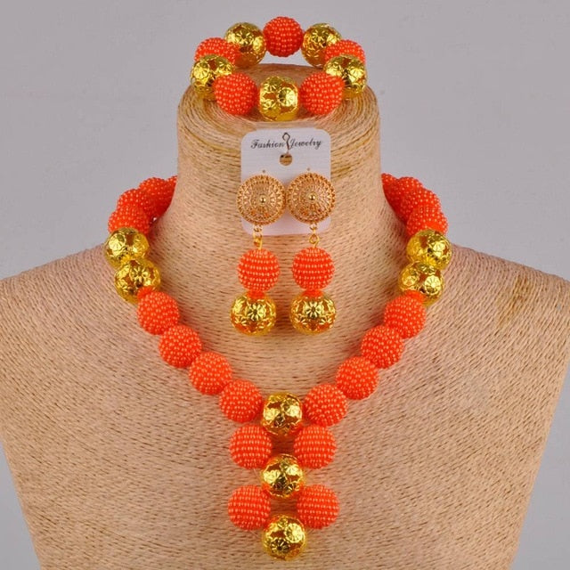 fuchsia pink costume necklace african jewelry set