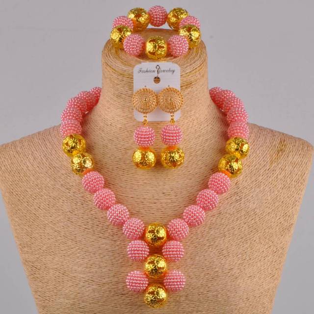 fuchsia pink costume necklace african jewelry set