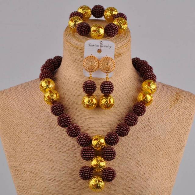 fuchsia pink costume necklace african jewelry set