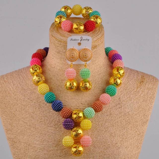 fuchsia pink costume necklace african jewelry set