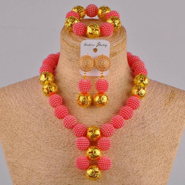 fuchsia pink costume necklace african jewelry set