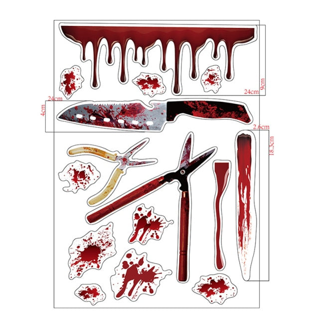 Horrible Halloween Bloody Handprint stickers