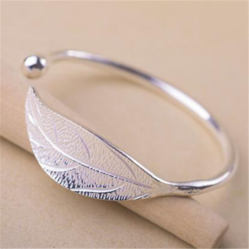 Silver Plated Leaf Charm Bracelets & Bangles For Women