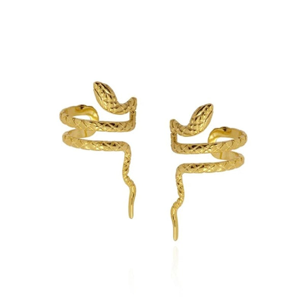 Pendientes de clip vintage con diseño de serpiente en plata de ley 925 para mujer