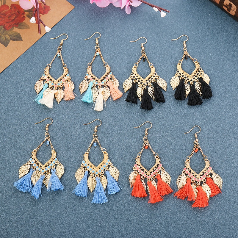 Fashion Women Corful Boho Tassel Earrings