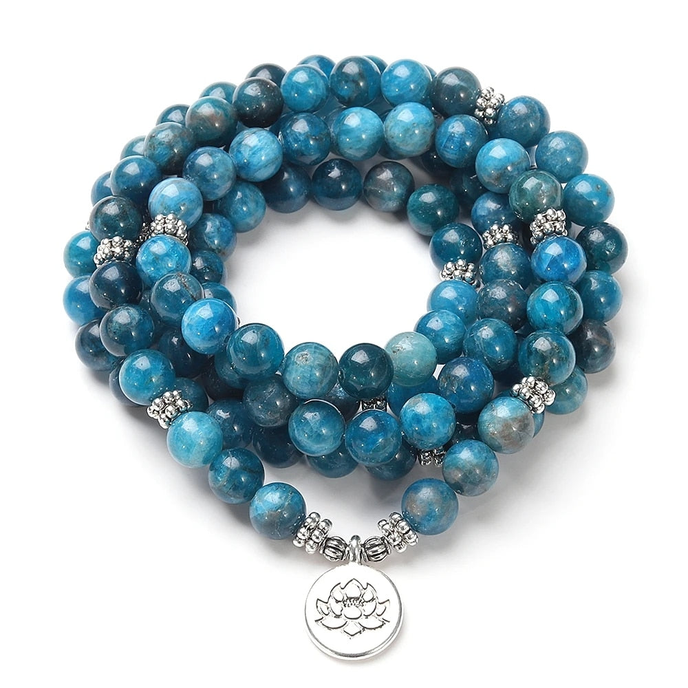 Apatite with Lotus OM Buddha Charm Yoga Bracelet