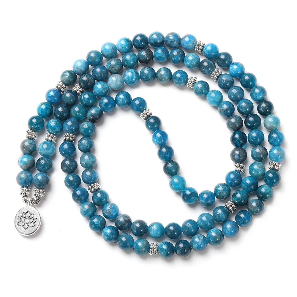 Apatite with Lotus OM Buddha Charm Yoga Bracelet