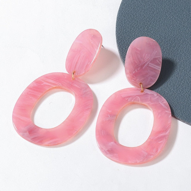 Geometric Acrylic Fashion Statement Drop Earrings