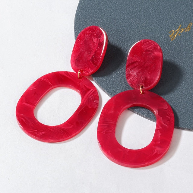 Geometric Acrylic Fashion Statement Drop Earrings