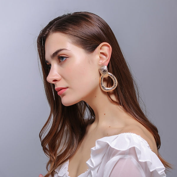 Gold Metal Drop Earrings
