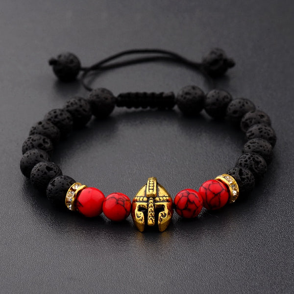 Pulsera con casco de gladiador, guerrero espartano y caballero romano