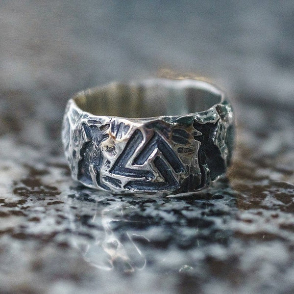 Viking Men Wolves of Odin Valknut Forging 316L Stainless Steel Ring