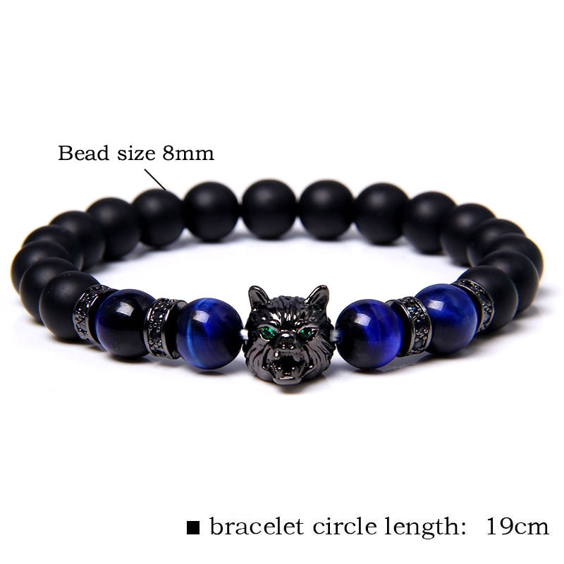8mm Beaded  Men Natural Stone Blue Tiger Eye Beads Bracelet