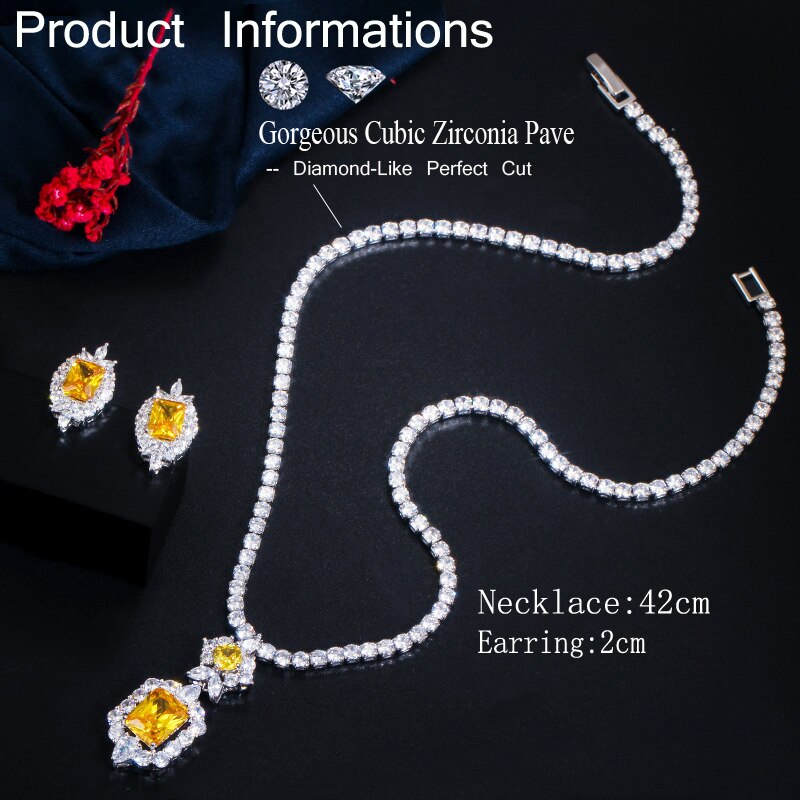 Zirconia Stone Round Tennis Necklace and Earrings Set