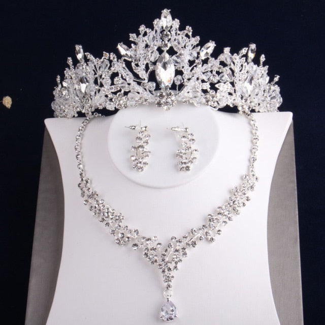 Luxury Crystal Beads Heart Bridal Jewelry Sets
