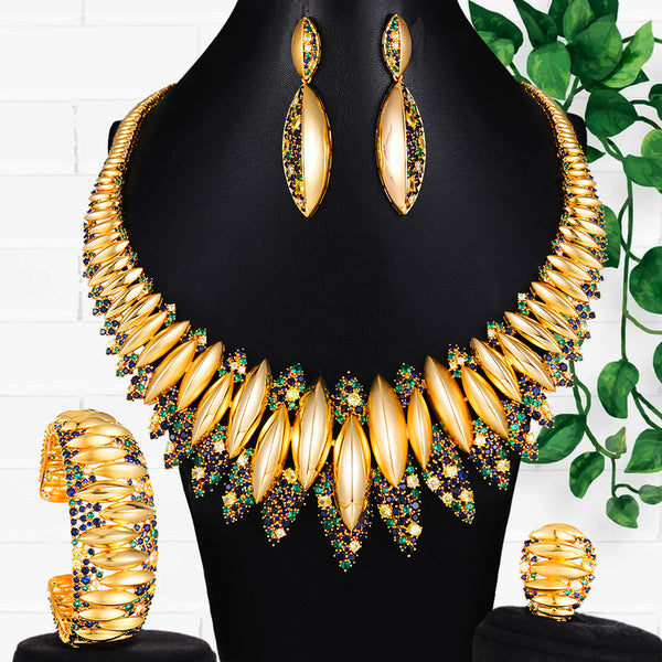 4PCS Luxury African Jewelry Set For Women Wedding Party Dubai Bridal Jewelry Sets