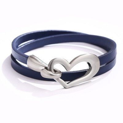 Newest Design Black Simple love Leather Charms Bracelet for Women