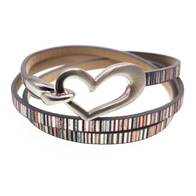 Newest Design Black Simple love Leather Charms Bracelet for Women
