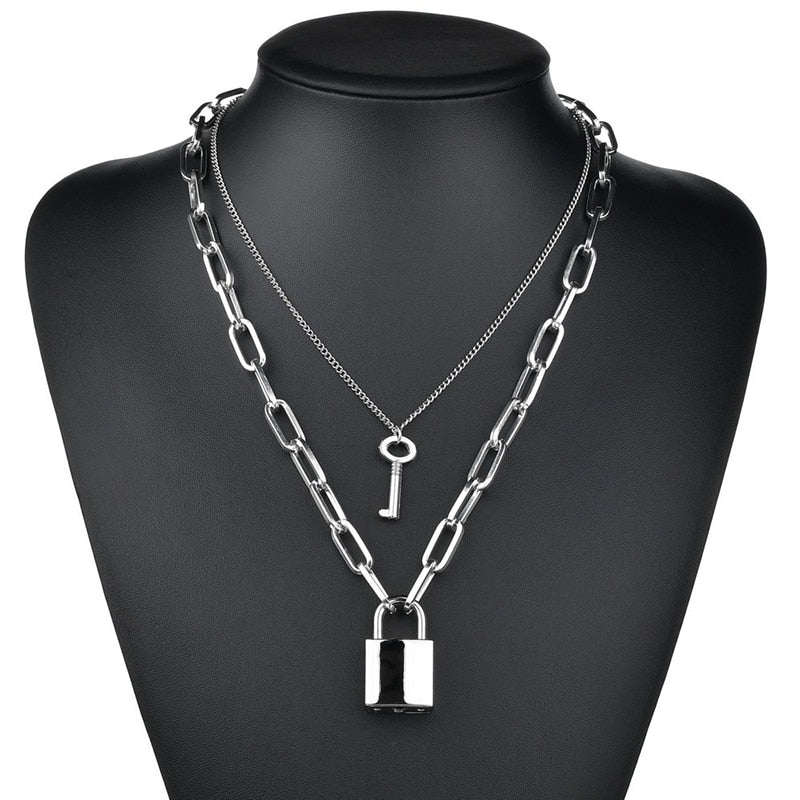 Cute Simple Chain Link Lock Necklace Pendant