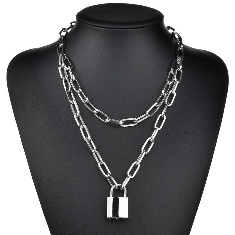 Cute Simple Chain Link Lock Necklace Pendant