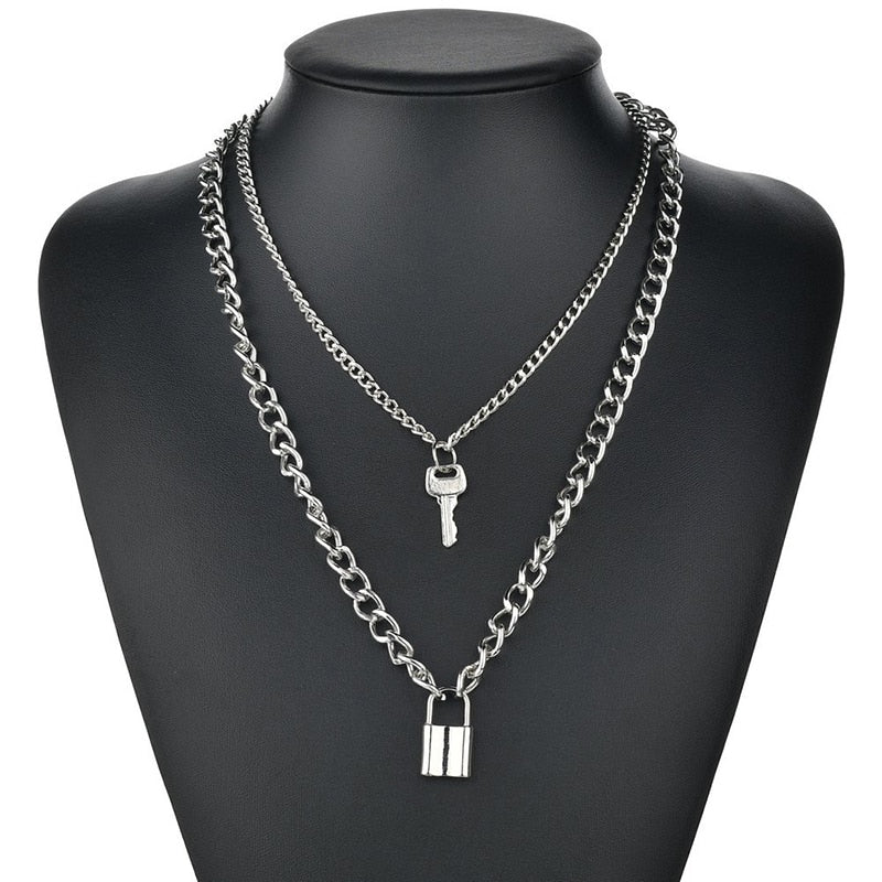 Cute Simple Chain Link Lock Necklace Pendant