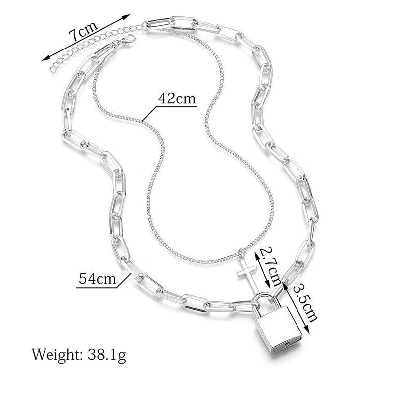 Cute Simple Chain Link Lock Necklace Pendant
